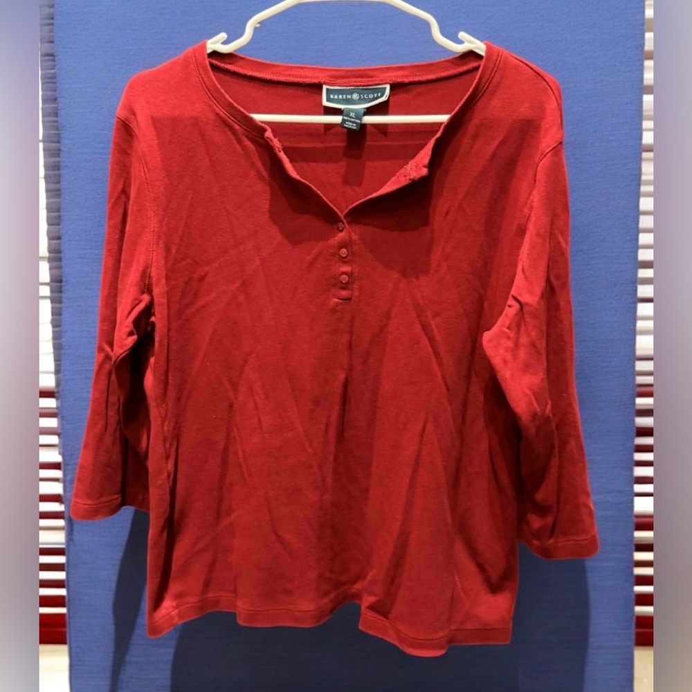 Karen Scott Women's Red Long Sleeve Top XL